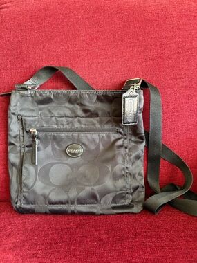 Coach Black Signature Getaway Nylon Crossbody Bag